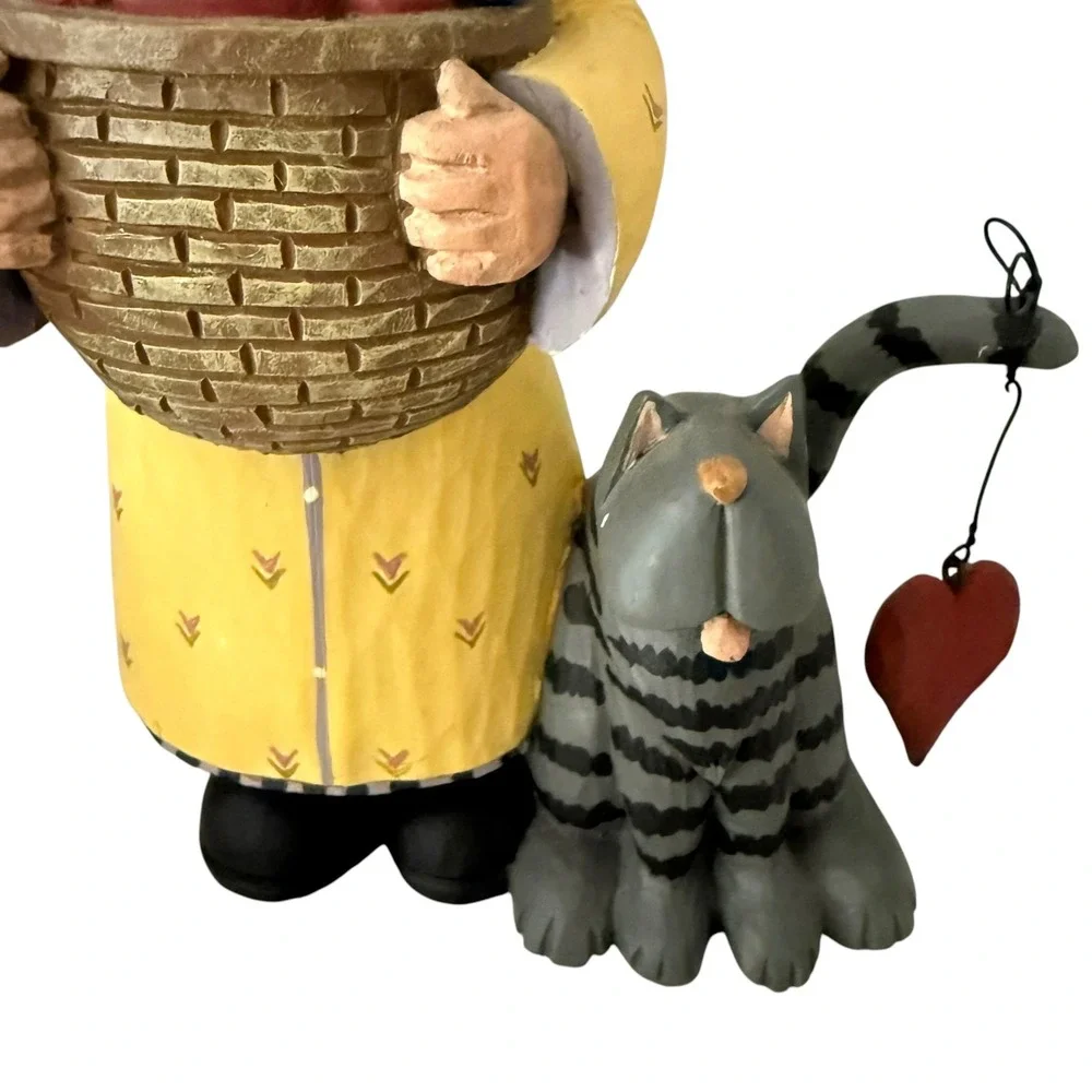 Vtg Williraye Studio Figurine Harvesting Love Yellow Cat Resin Folk Art Mint